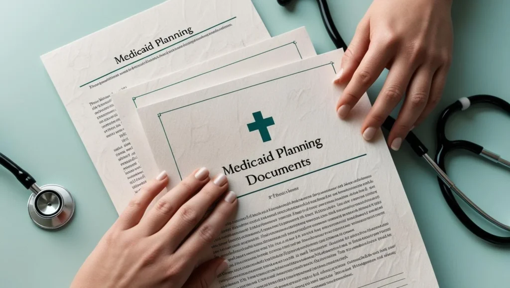 Medicaid Planning In New York Hands holding Medicaid planning documents with stethoscope