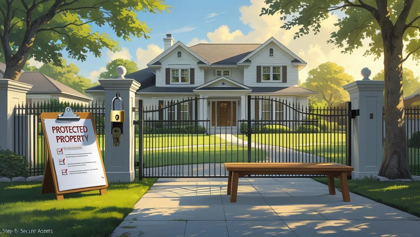 Protected estate with locked front gate