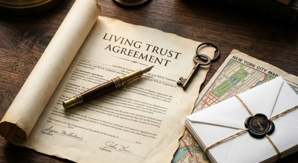 Living Trust Agreement Living trust agreement with key and map