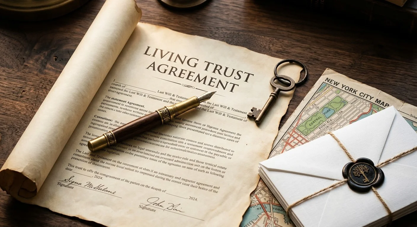 Set up a Living trust agreement with key and map