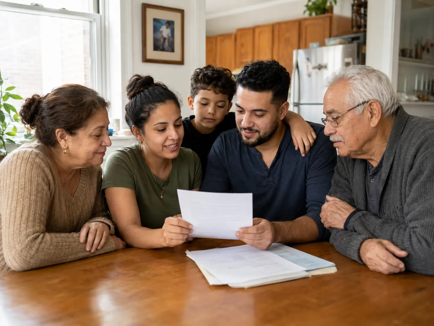 New York family reviewing trust paperwork at home