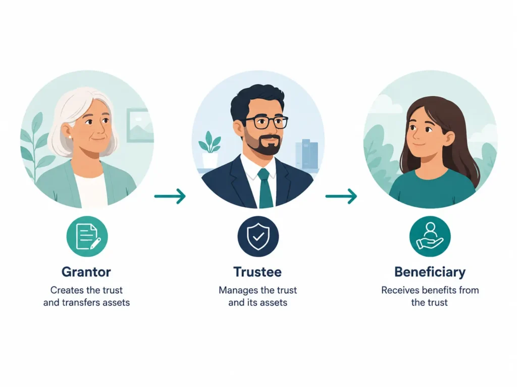 Diagram of grantor trustee and beneficiary roles