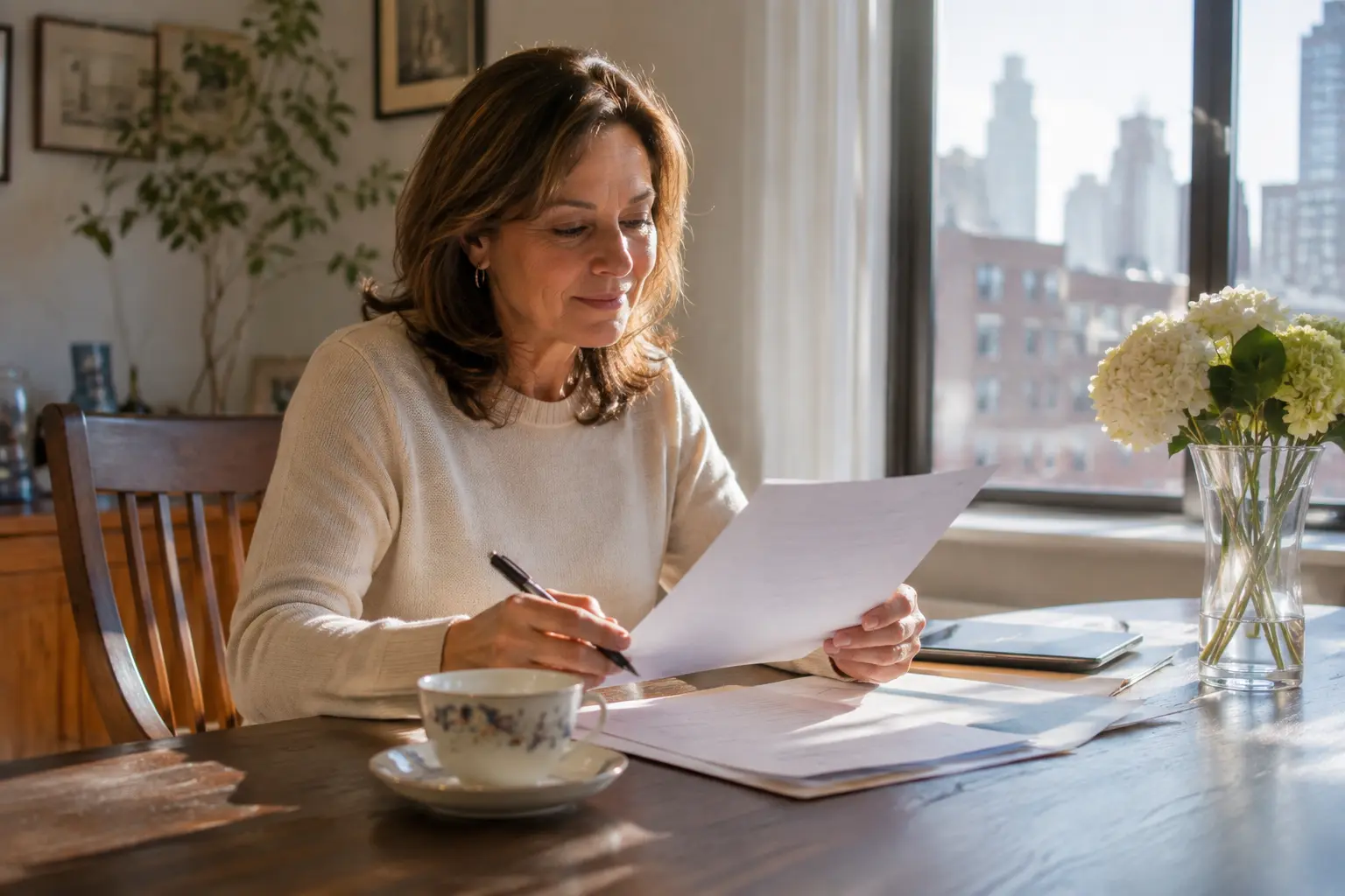 New York parent reviewing estate documents after a divorce